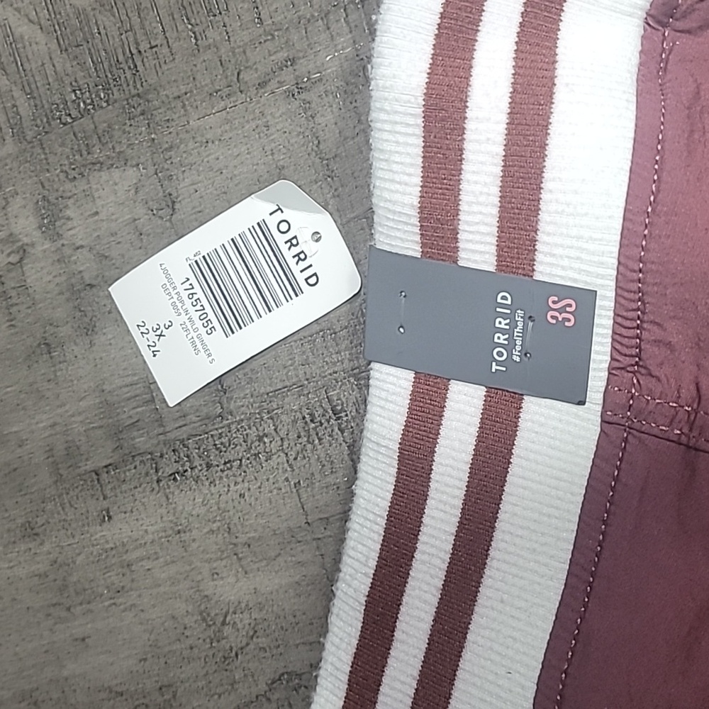 torrid Wine Jogger Pants with Striped Rib Cuffs - Picture 6 of 6